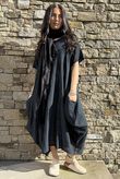 Salcombe Chalk Stripe Cotton Cocoon Dress Black